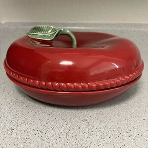 Red Apple Shaped Ceramic Dish